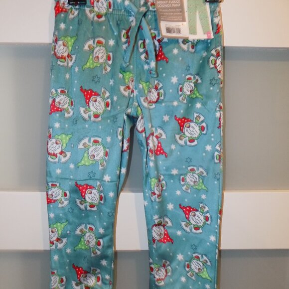 Berkley Jensen Teal W/Snow Angel Gnomes Minky Fleece Lounge Pants Size 4 Girl's - Picture 2 of 3